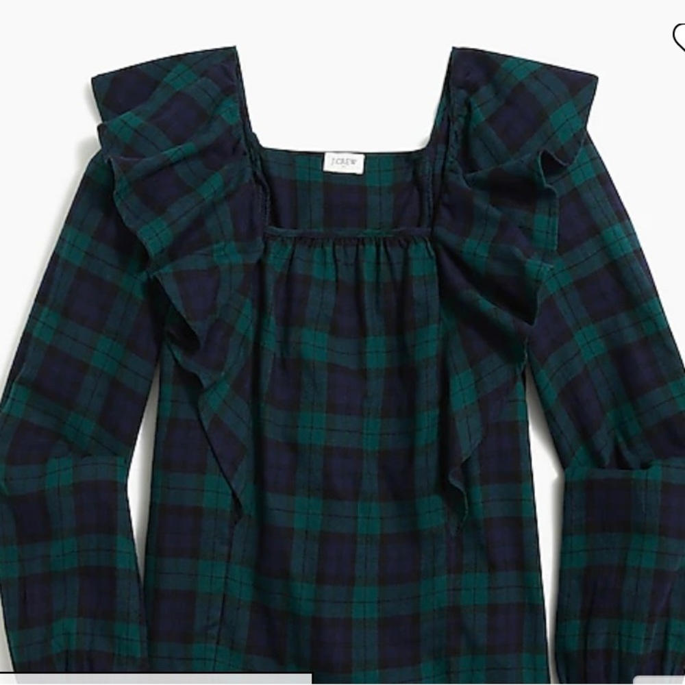J. Crew Flannel squareneck ruffle top Size XL BNWT